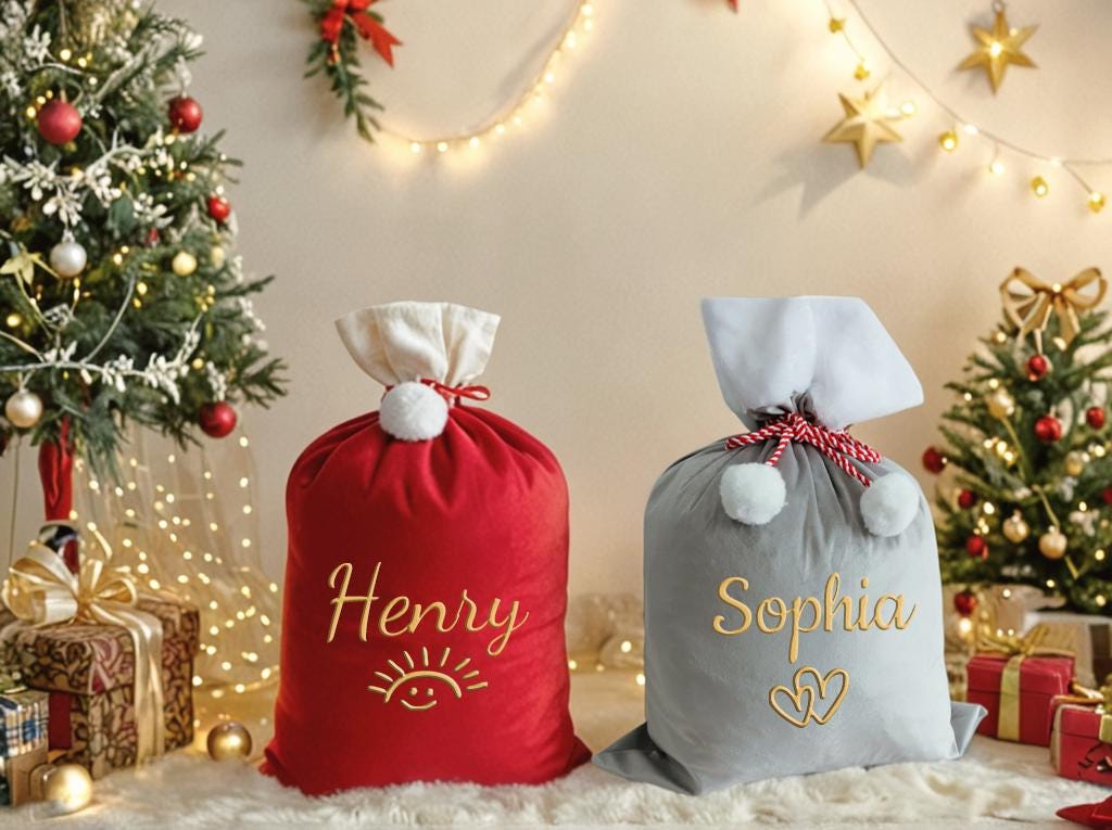 2025 Large Santa Sack,Christmas Stocking Sack,Santa Bag with Name,Christmas Gift Bag,Christmas bag,Holiday gift bag,Santa Bag,Gift for Kids