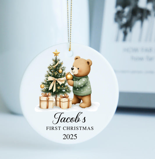 Custom Baby's Christmas Ornamen,Baby's First Christmas, Baby Ornament,Custom Baby Boy/Baby Girl Ornament, Christmas Gift for Kids.