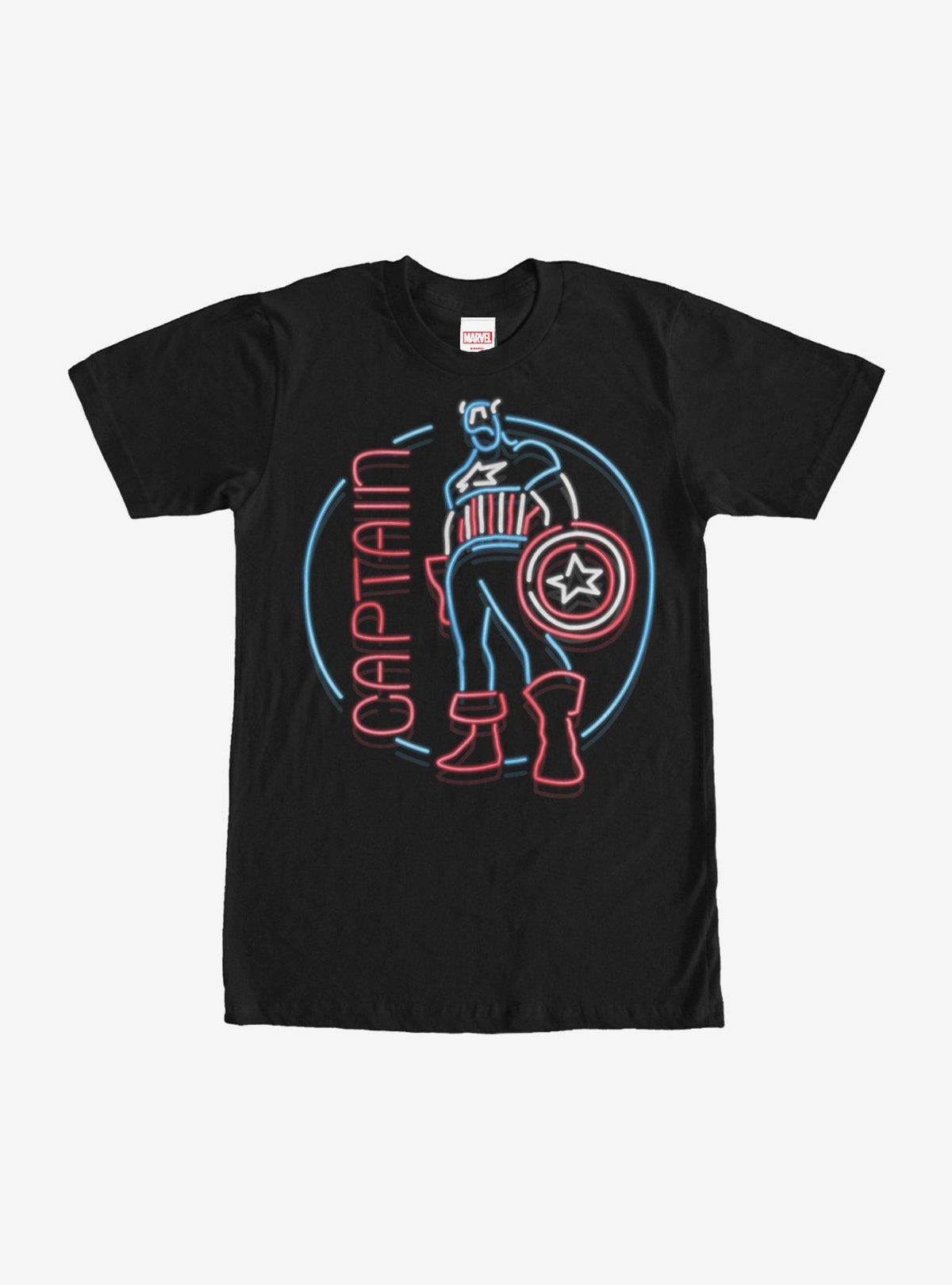 Marvel Captain America Neon Sign Print T-Shirt | Premium Unisex T-Shirt, Trending Graphic Tee