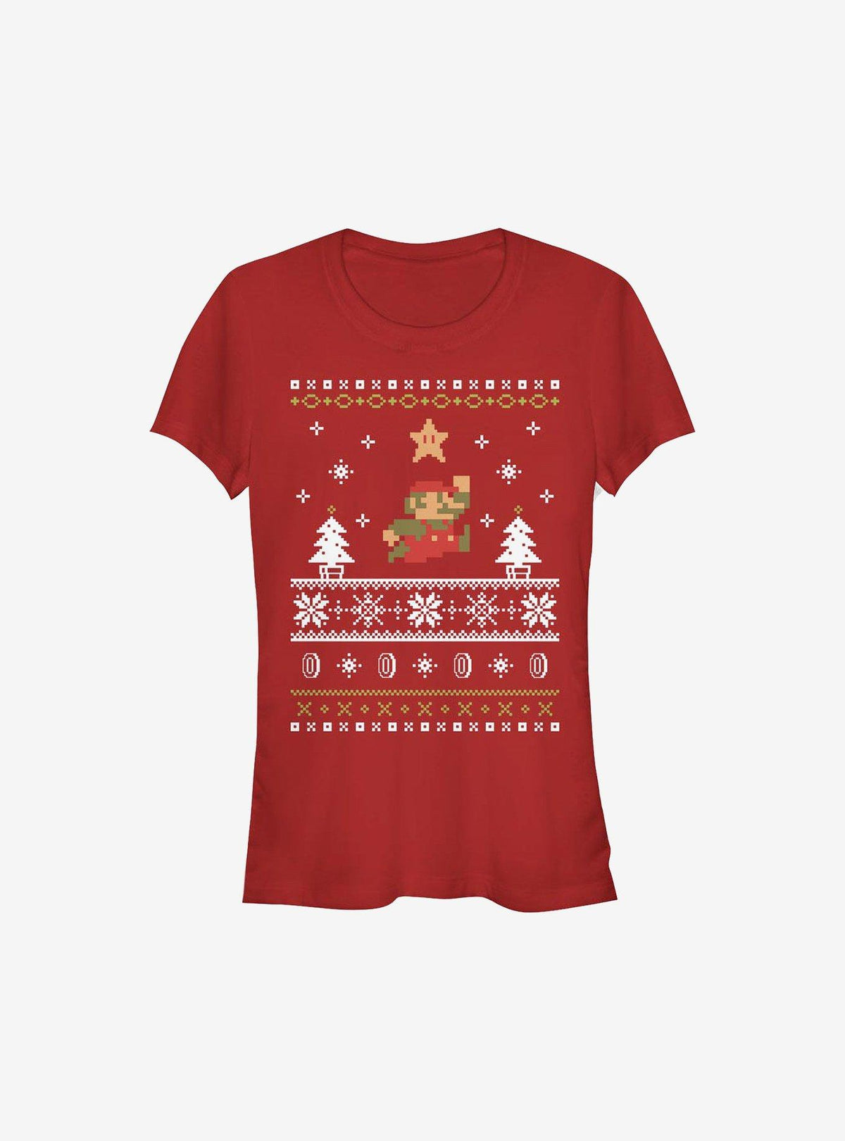 Super Mario Nordic Mario Christmas Pattern Girls T-Shirt T-Shirt | Viral Style | Trending Now