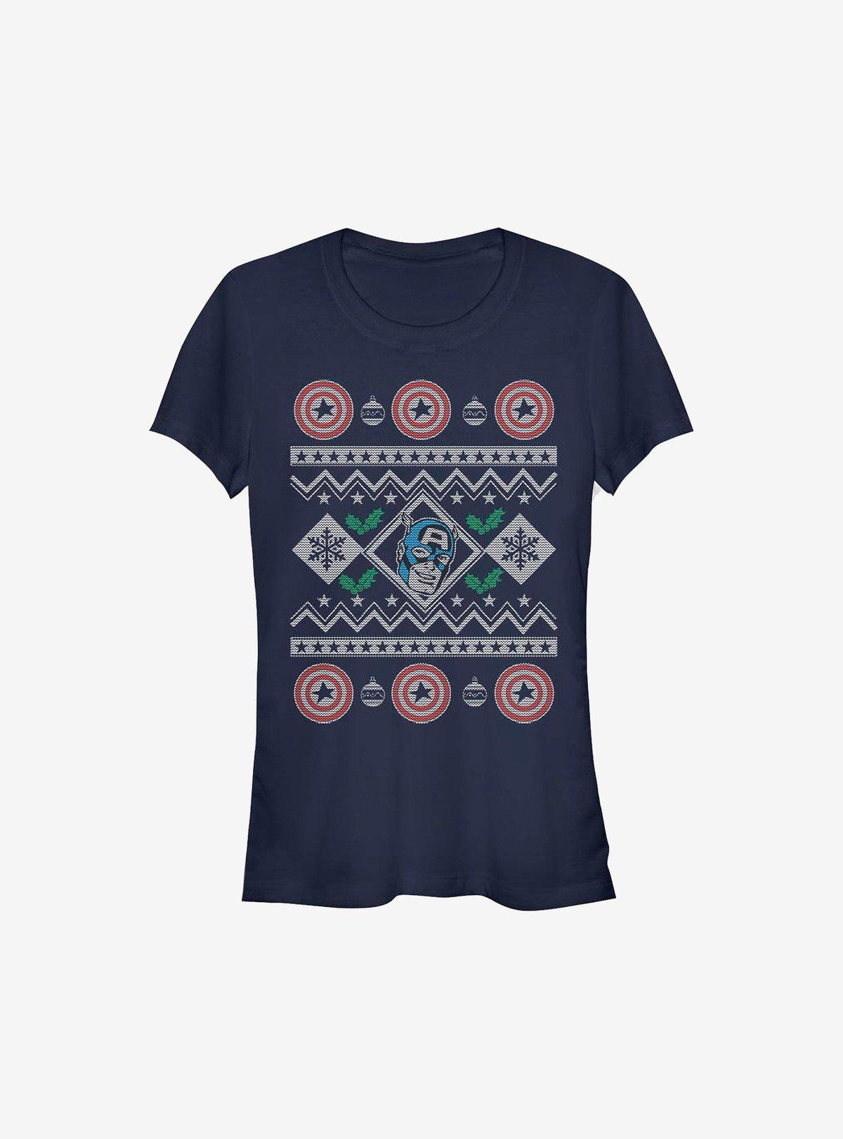 Marvel Captain America Christmas Pattern Sweater Girls T-Shirt