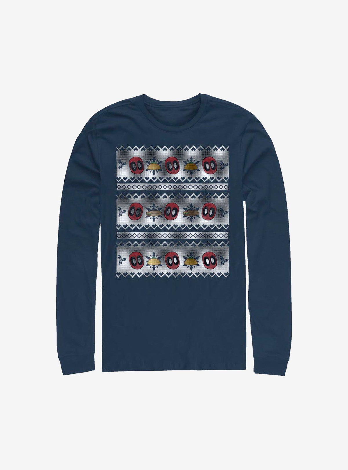 Marvel Deadpool Christmas Pattern Sweater Long-Sleeve T-Shirt T-Shirt | Viral Style | Great Gift Idea