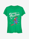 Marvel Spider-Man Swinging Spidey Christmas Girls T-Shirt T-Shirt | Best-Selling Artwork | Must-Have Style