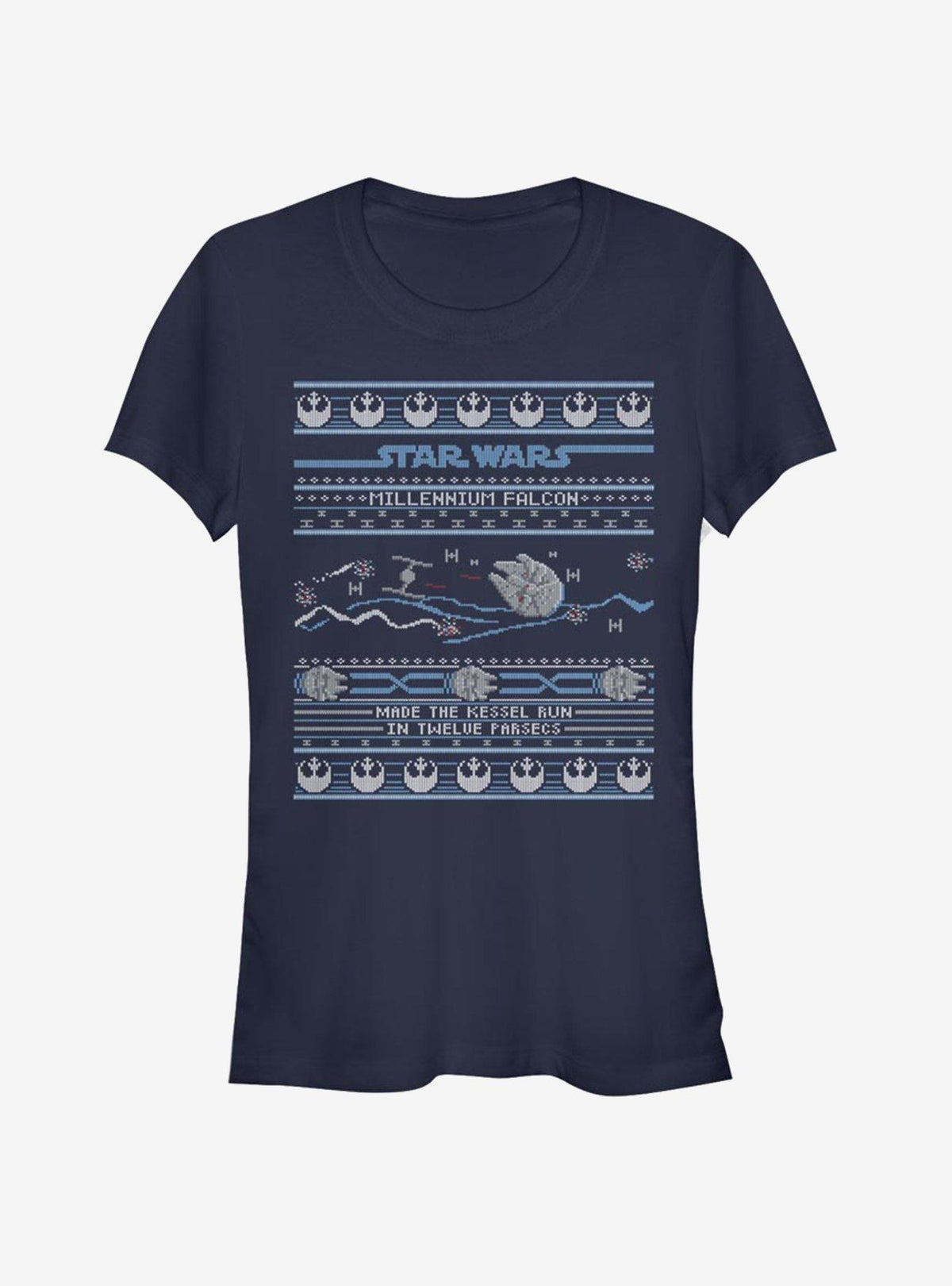 Star Wars Falcon Attack Ugly Christmas Girls T-Shirt