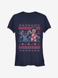 Disney Lilo Stitch Christmas Hawaiian Pattern Girls T-Shirt T-Shirt | Exclusive Edition | Trending Now