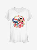 Disney Lilo Stitch Christmas Hawaiian Floral Wreath Girls T-Shirt T-Shirt | Top Trending Artwork | Perfect For Daily Wear