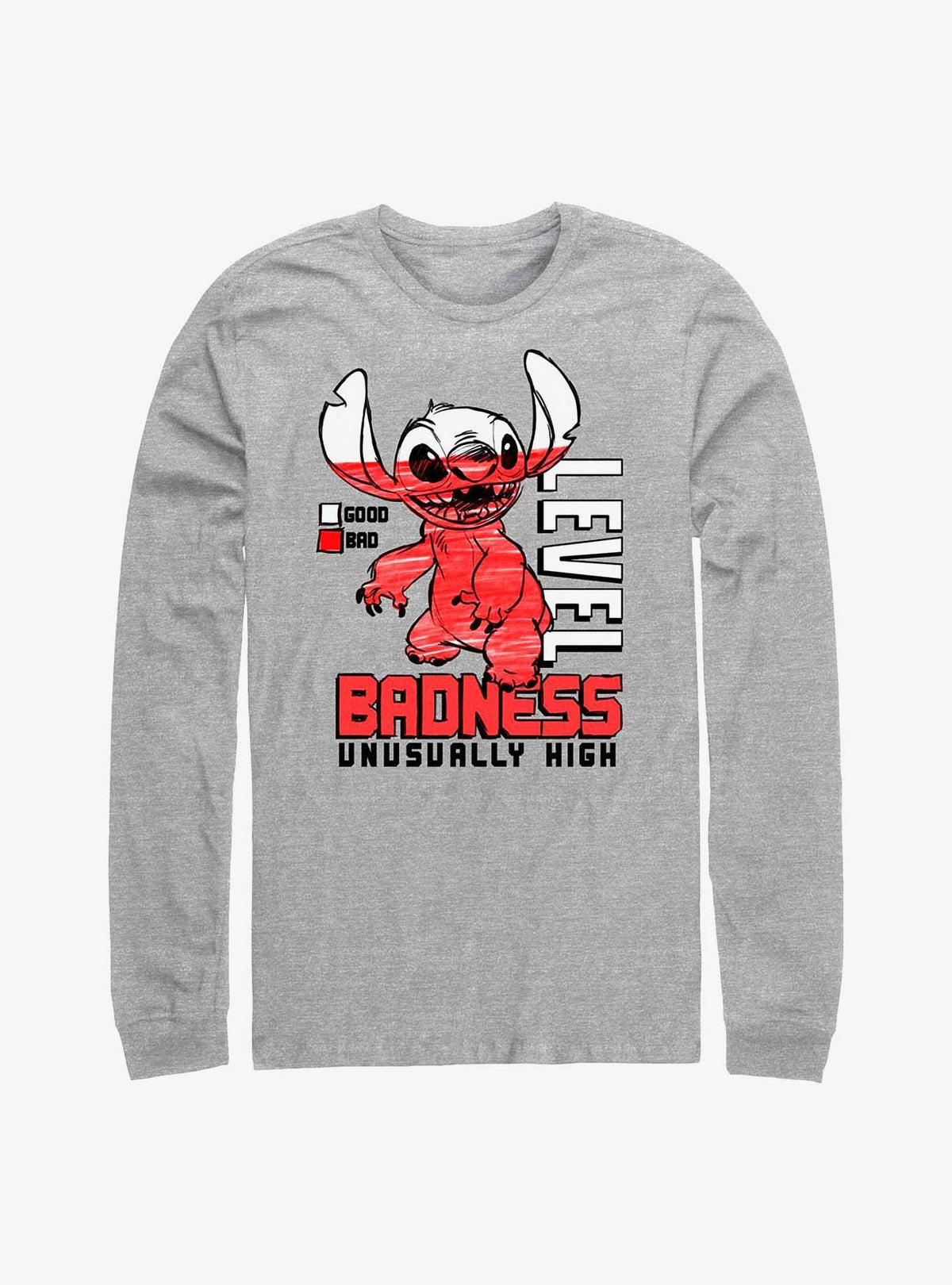 Disney Lilo Stitch Badness Level Long-Sleeve T-Shirt T-Shirt | High-Quality Print | High Demand Item