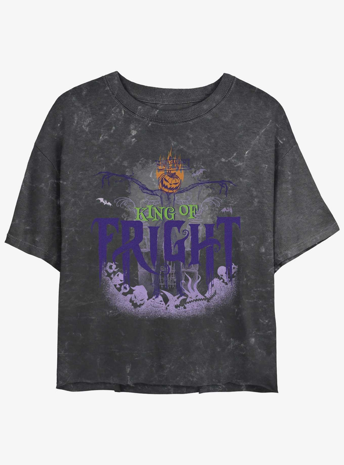 Disney The Nightmare Before Christmas King of Fright Mineral Wash Girls Crop T-Shirt T-Shirt | Aesthetic Graphic | Top Pick For Fans