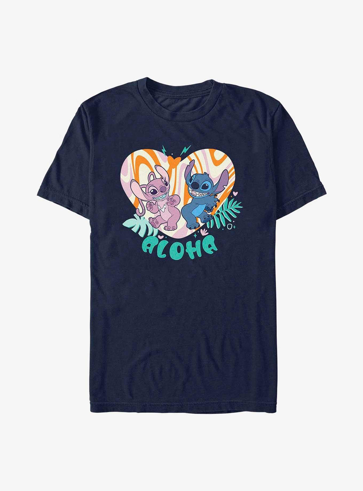 Disney Lilo Stitch Angel and Stitch Groovy Heart T-Shirt T-Shirt | Vintage Graphic Vibe | Trending Now