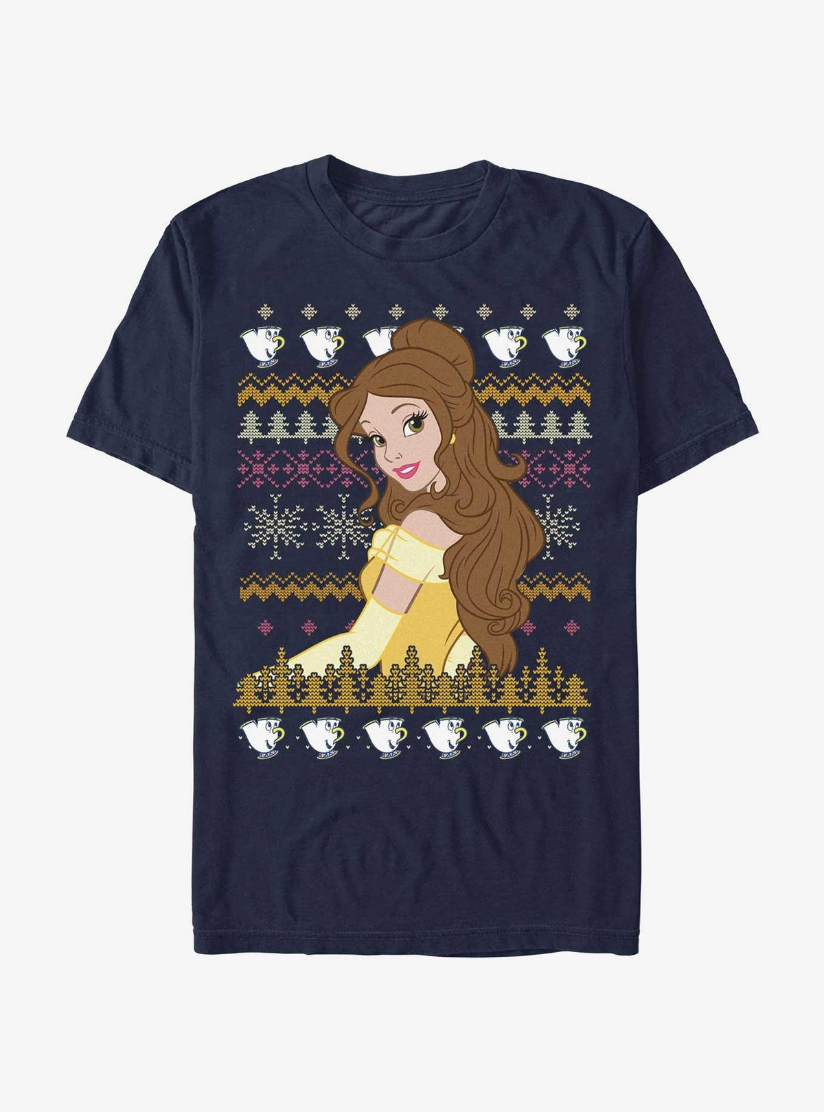 Disney Princesses Belle Teacups Ugly Christmas Extra Soft T-Shirt