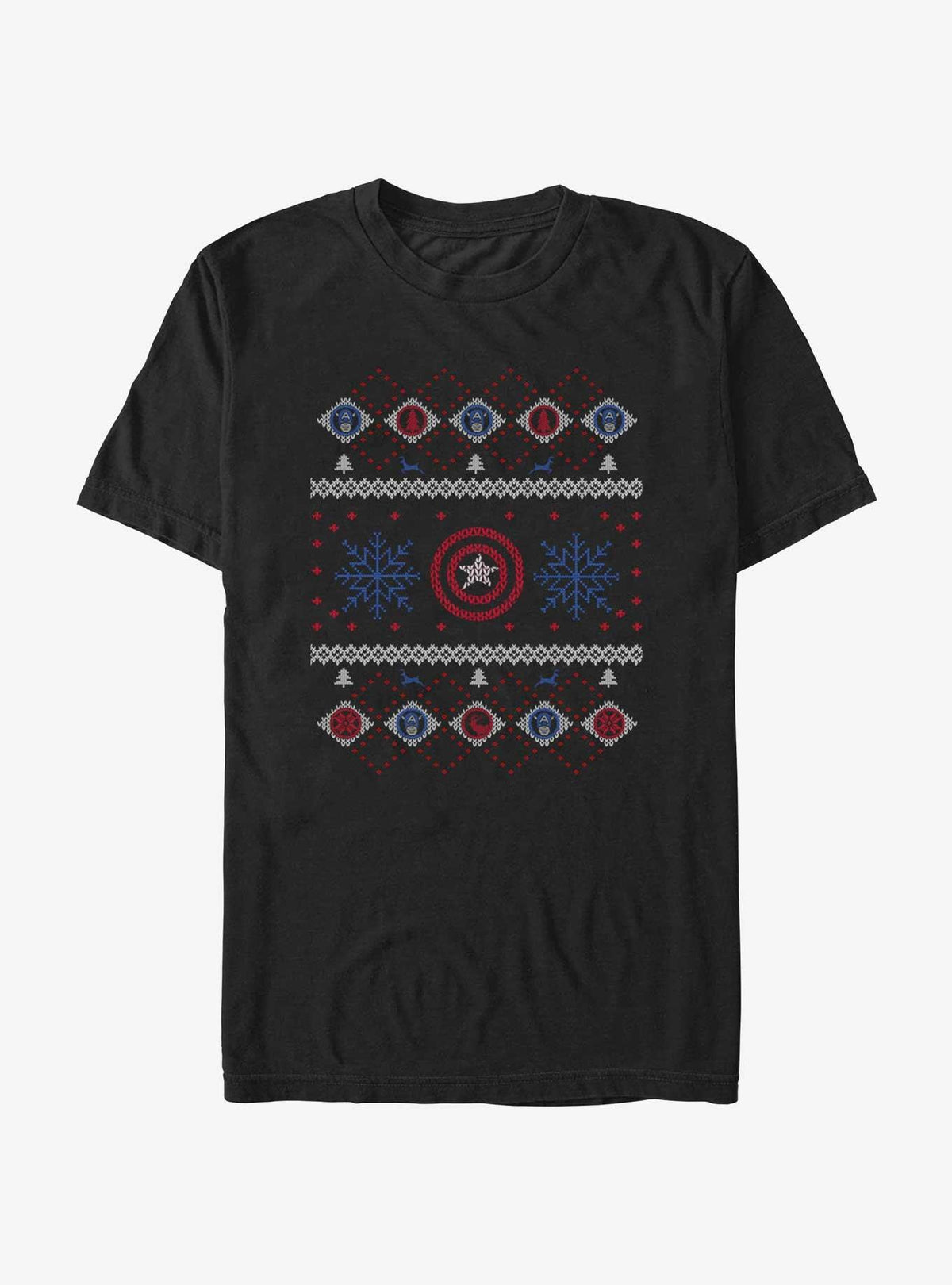 Marvel Captain America Snowflakes Ugly Christmas T-Shirt T-Shirt | Aesthetic Graphic | Must-Have Style