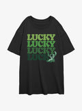 Disney Lilo Stitch Lucky Stitch Girls Oversized T-Shirt T-Shirt | Bold Graphic Edition | Trending Now