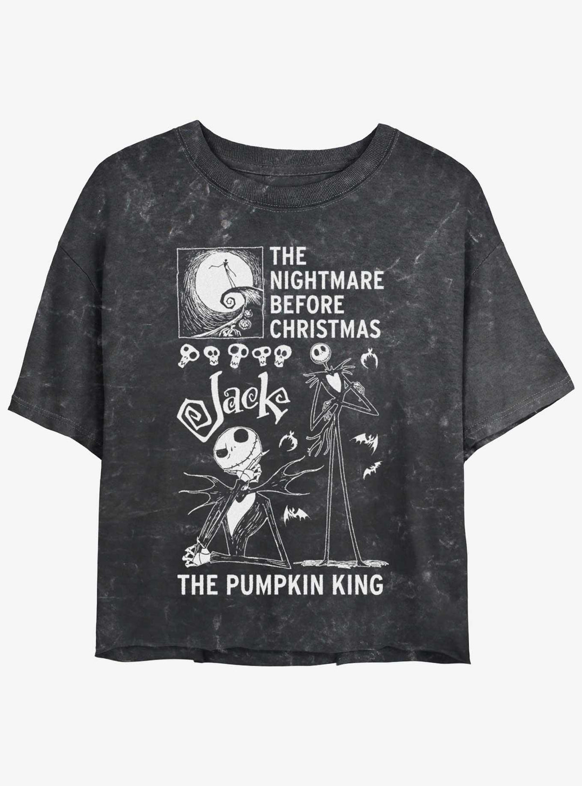 The Nightmare Before Christmas Jack Pumpkin King Girls Mineral Wash Crop T-shirt | Trendy Graphic Tee | Casual Unisex T-shirt