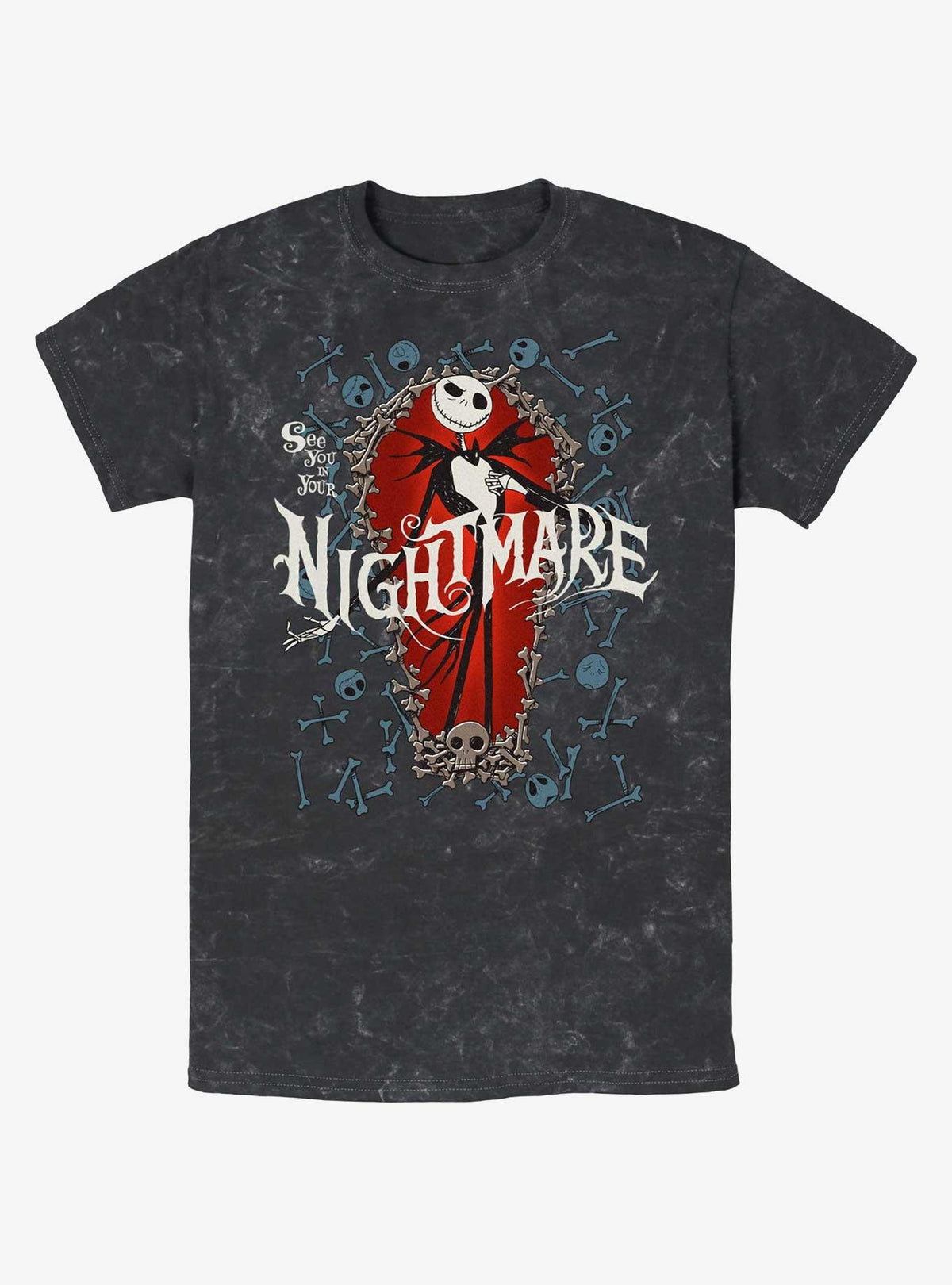 The Nightmare Before Christmas Jack Bone Coffin Mineral Wash T-Shirt T-Shirt | High-Quality Print | Top Pick For Fans