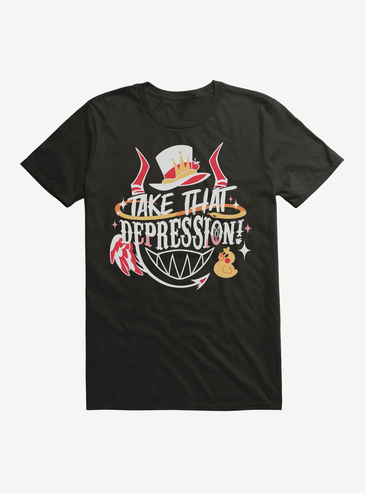 Hazbin Hotel Lucifer Take That Depression T-Shirt | Premium Unisex T-Shirt, Trending Graphic Tee
