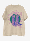 Johnny Cash I Walk The Line Boots Relaxed Fit Girls T-Shirt