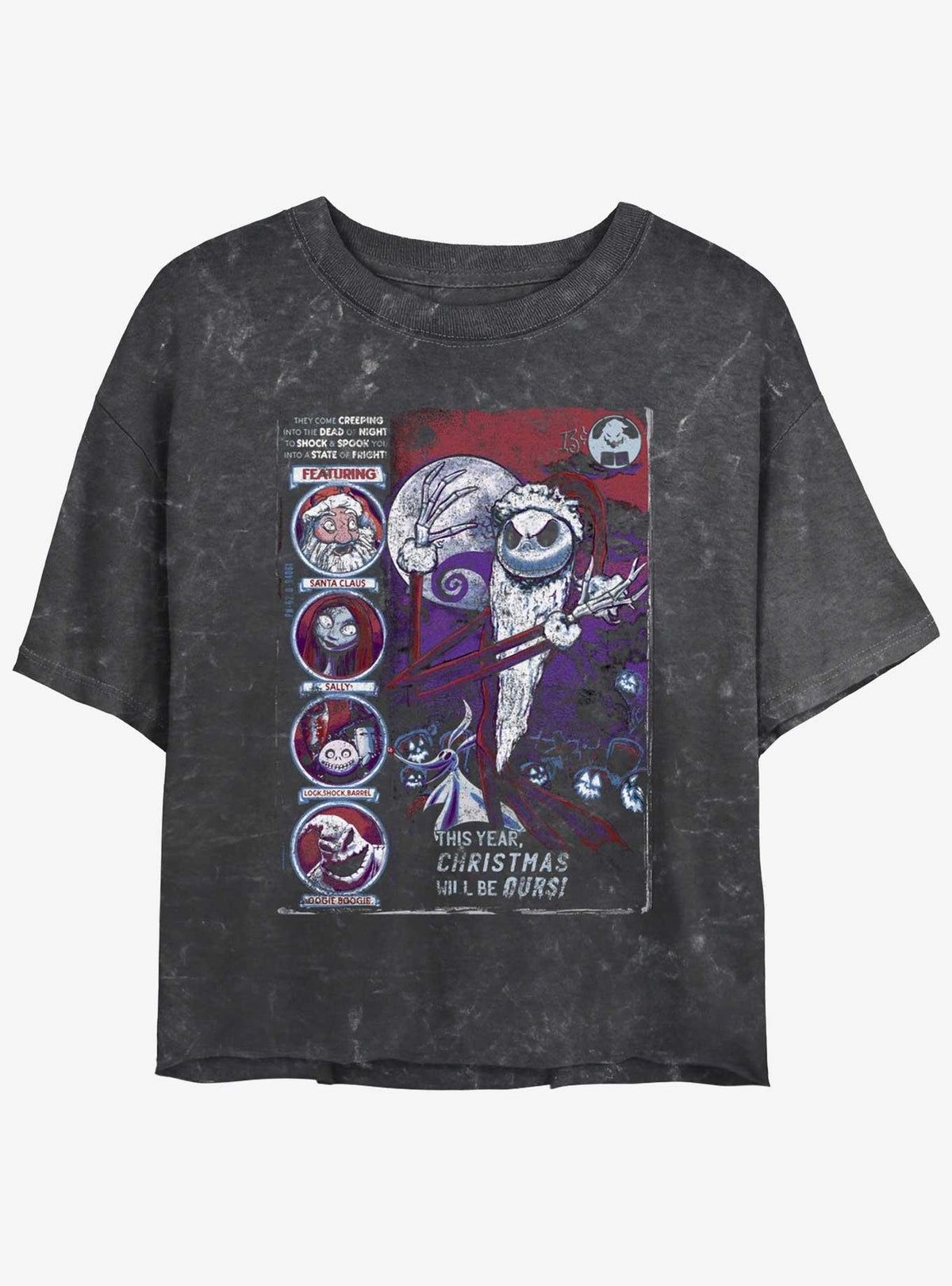 The Nightmare Before Christmas Nightmare Girls Mineral Wash Crop T-Shirt