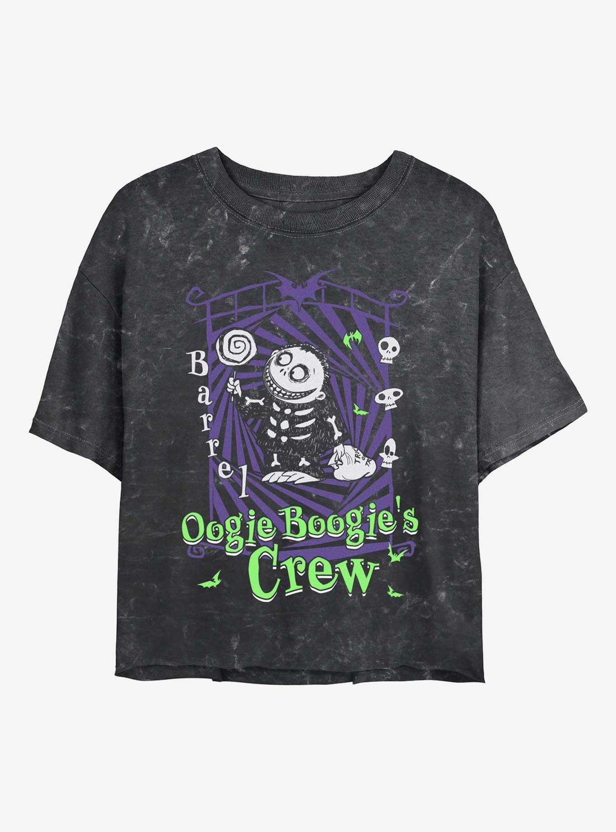 The Nightmare Before Christmas Boogie's Crew Barrel Girls Mineral Wash Crop T-Shirt