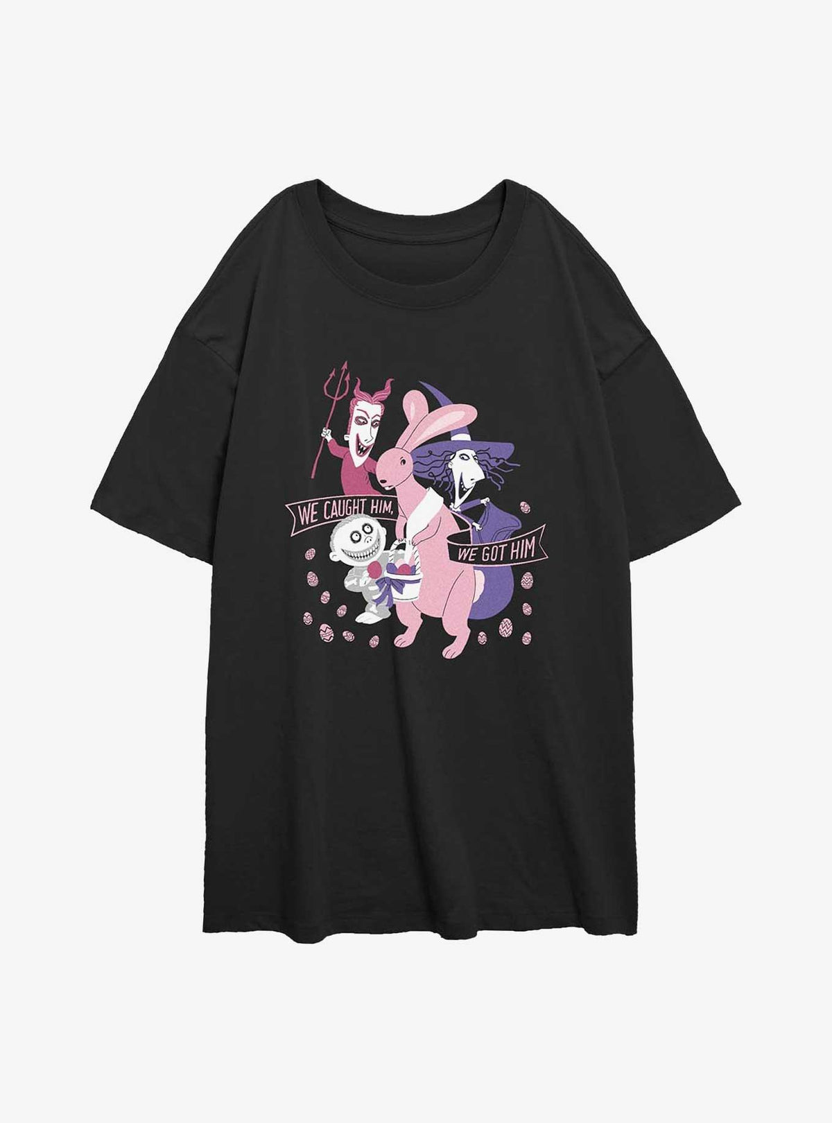 The Nightmare Before Christmas Lock, Shock & Barrel Caught Him Girls Oversized T-Shirt
