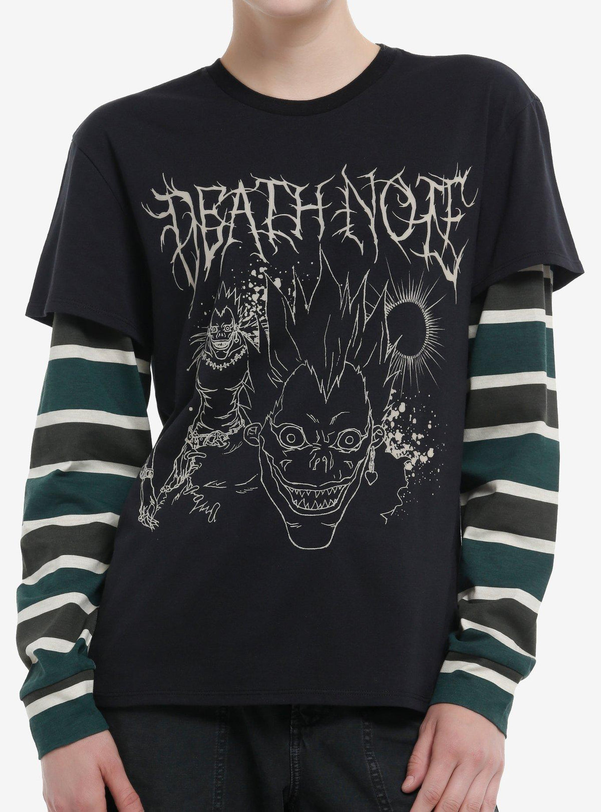 Death Note Ryuk Stripe Girls Twofer Long-Sleeve T-Shirt | Premium Unisex T-Shirt, Trending Graphic Tee