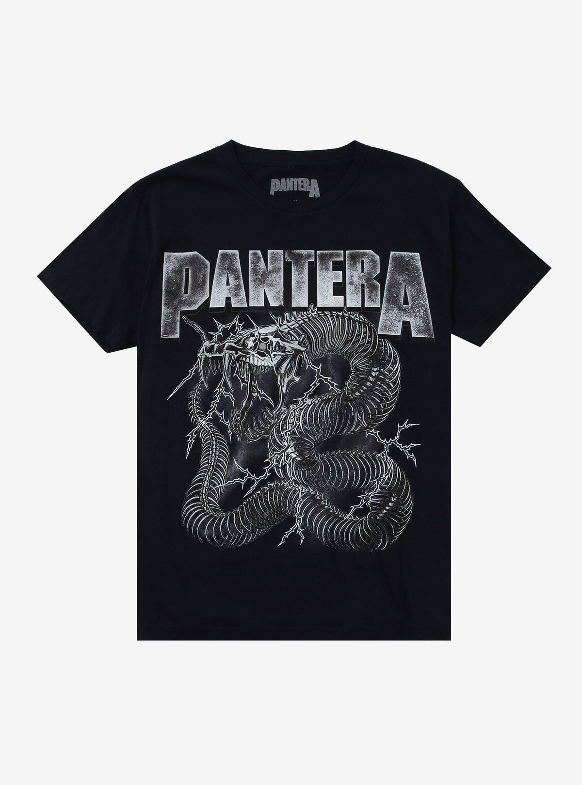 Pantera Dark Navy Blue Electrified Snake Skeleton T Shirt