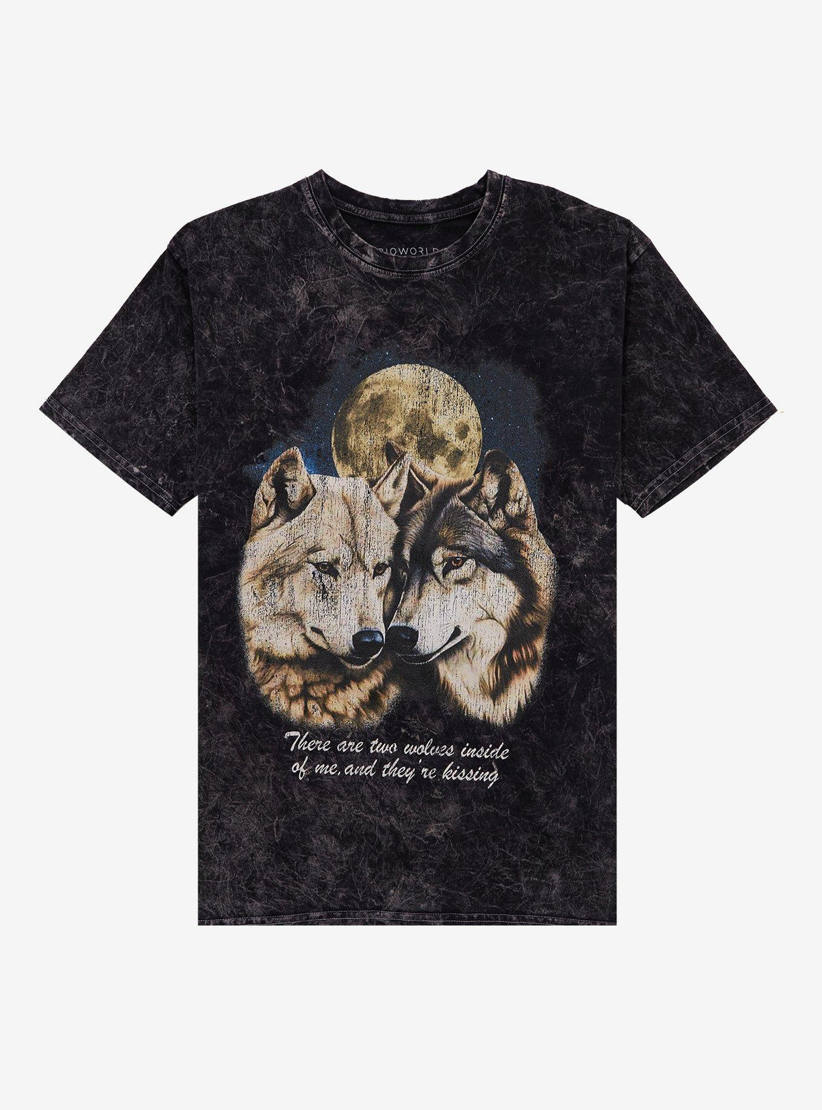 Two Wolves Kissing Dark Wash T Shirt