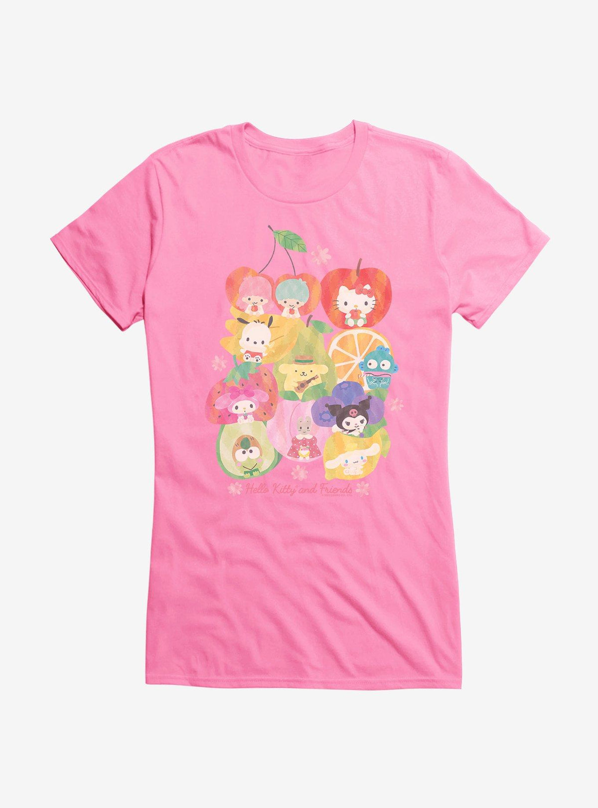 Hello Kitty And Friends Fruit Background Portrait Girls T-Shirt
