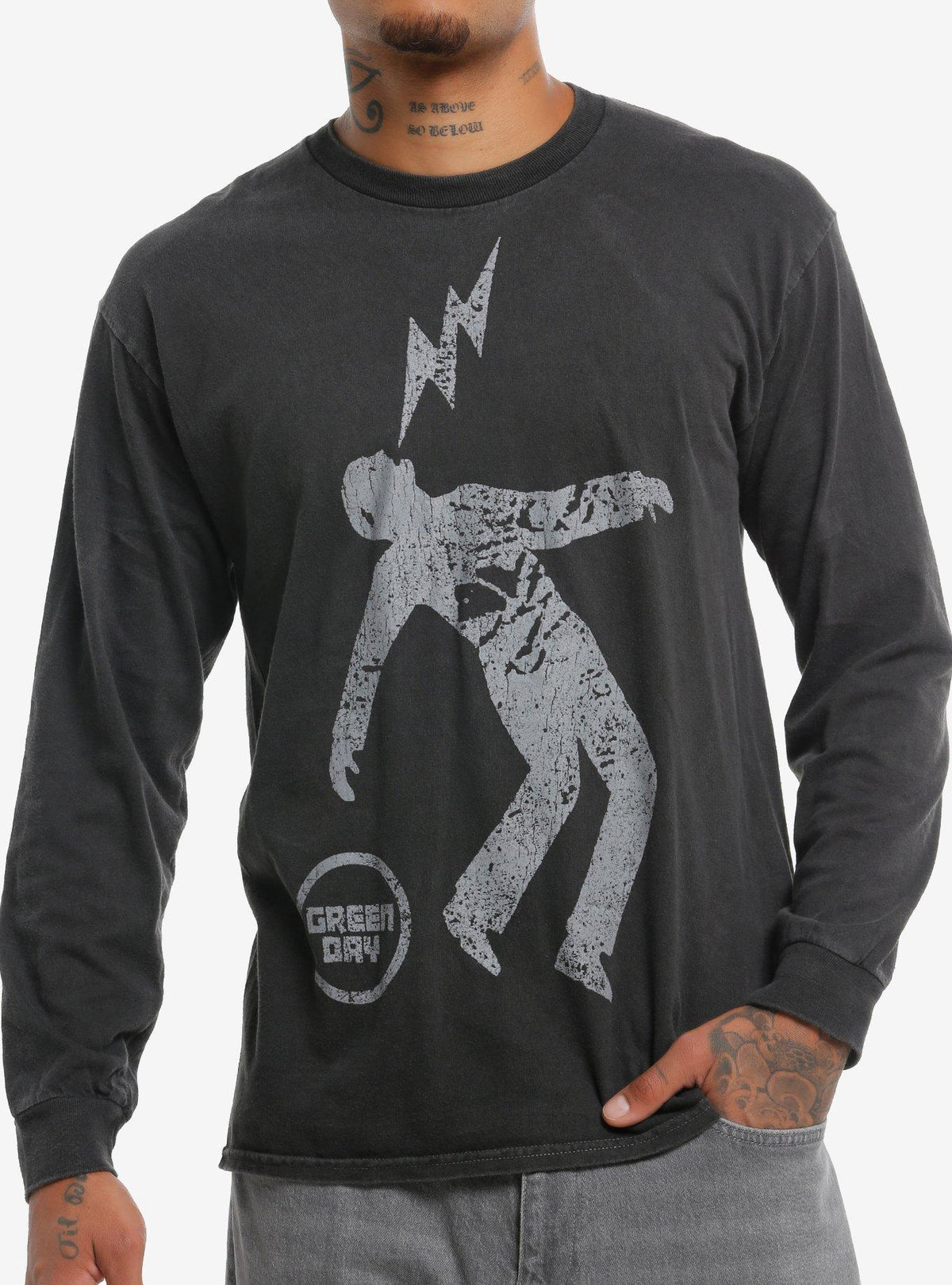 Green Day Lightning Faded Long Sleeve T Shirt