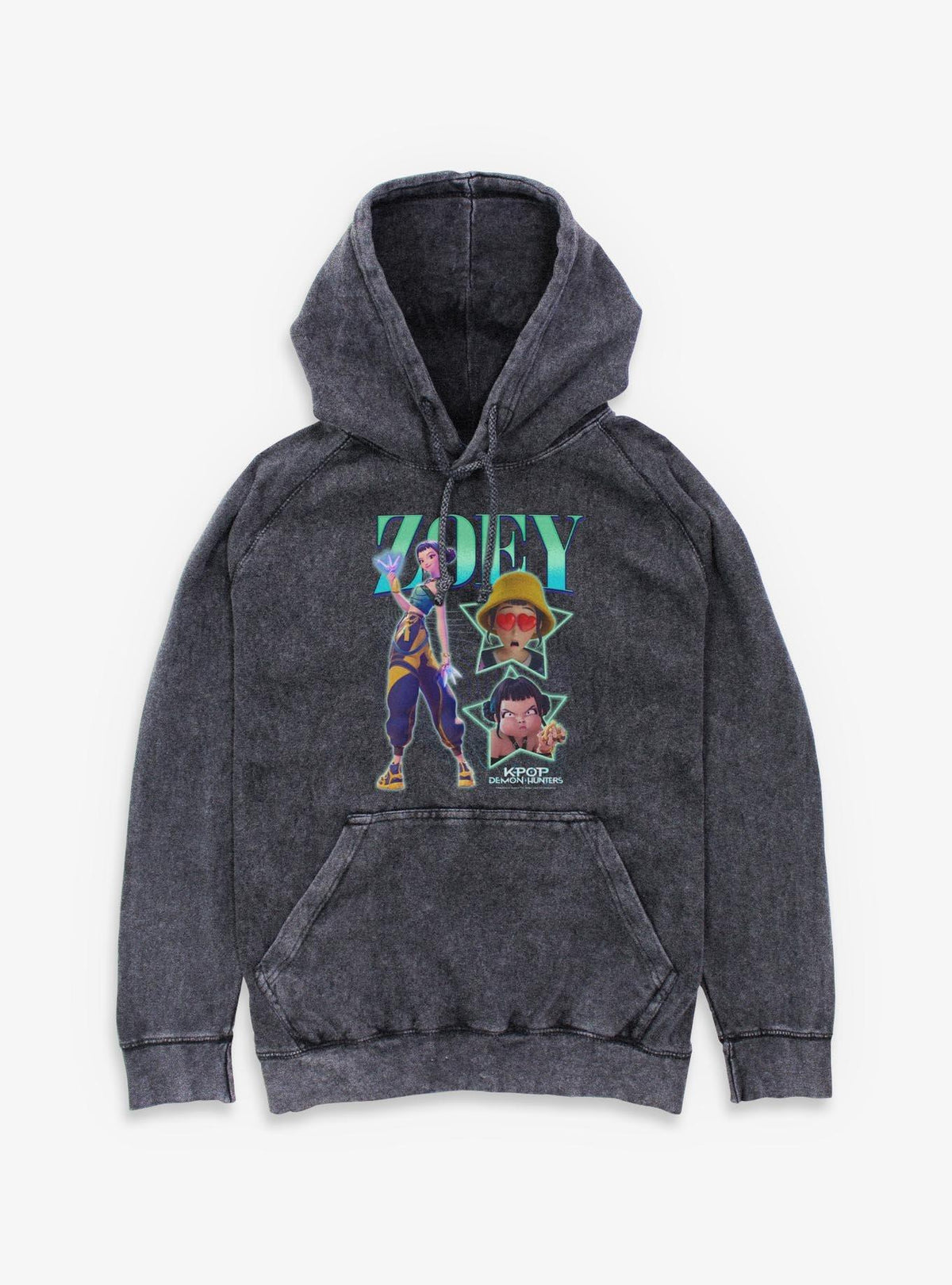 KPop Demon Hunters Zoey Collage Mineral Wash Hoodie