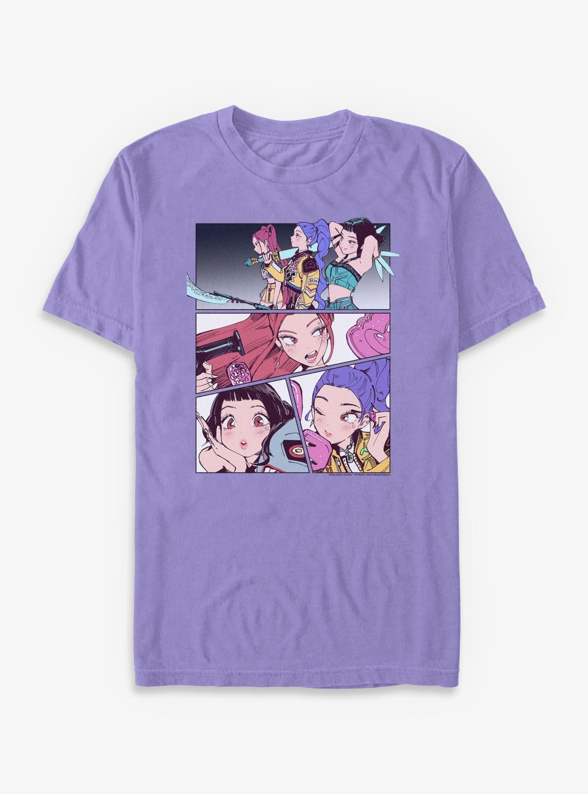 KPop Demon Hunters Huntrix Manhwa Panels Garment Dye T-Shirt