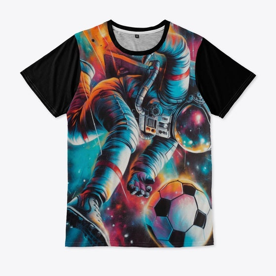 Astronaut Football Graffiti | Premium Unisex T-Shirt, Trending Graphic Tee