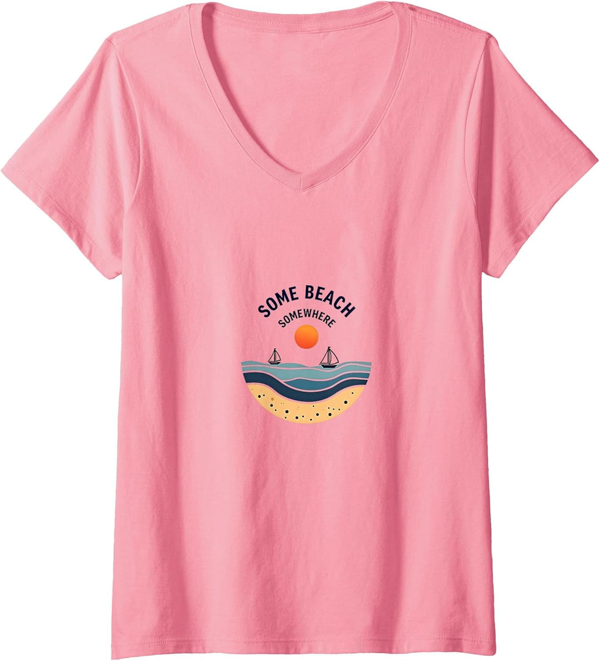 Womens Some Beach Somewhere Coastal Sunset Sailboat V