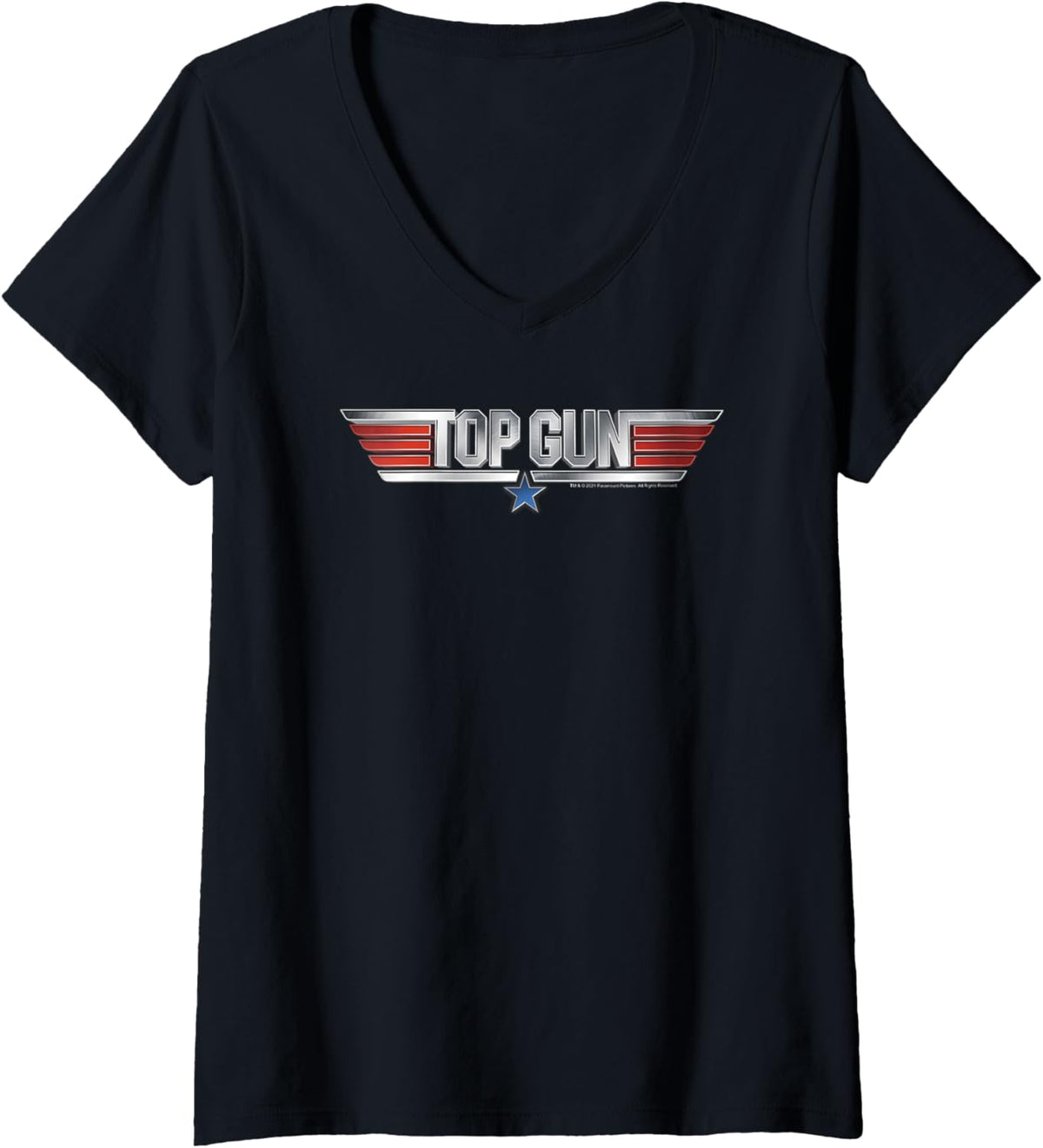 Womens Top Gun 3D Bold Logo V Neck