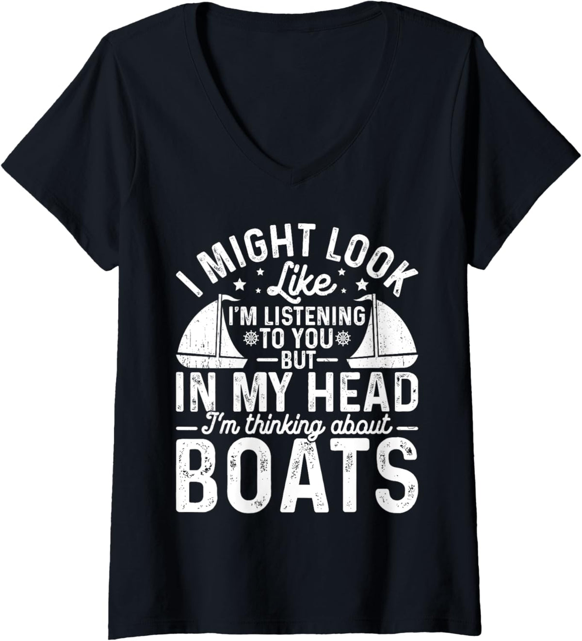 Womens Thinking About Boats Men Funny Boating V