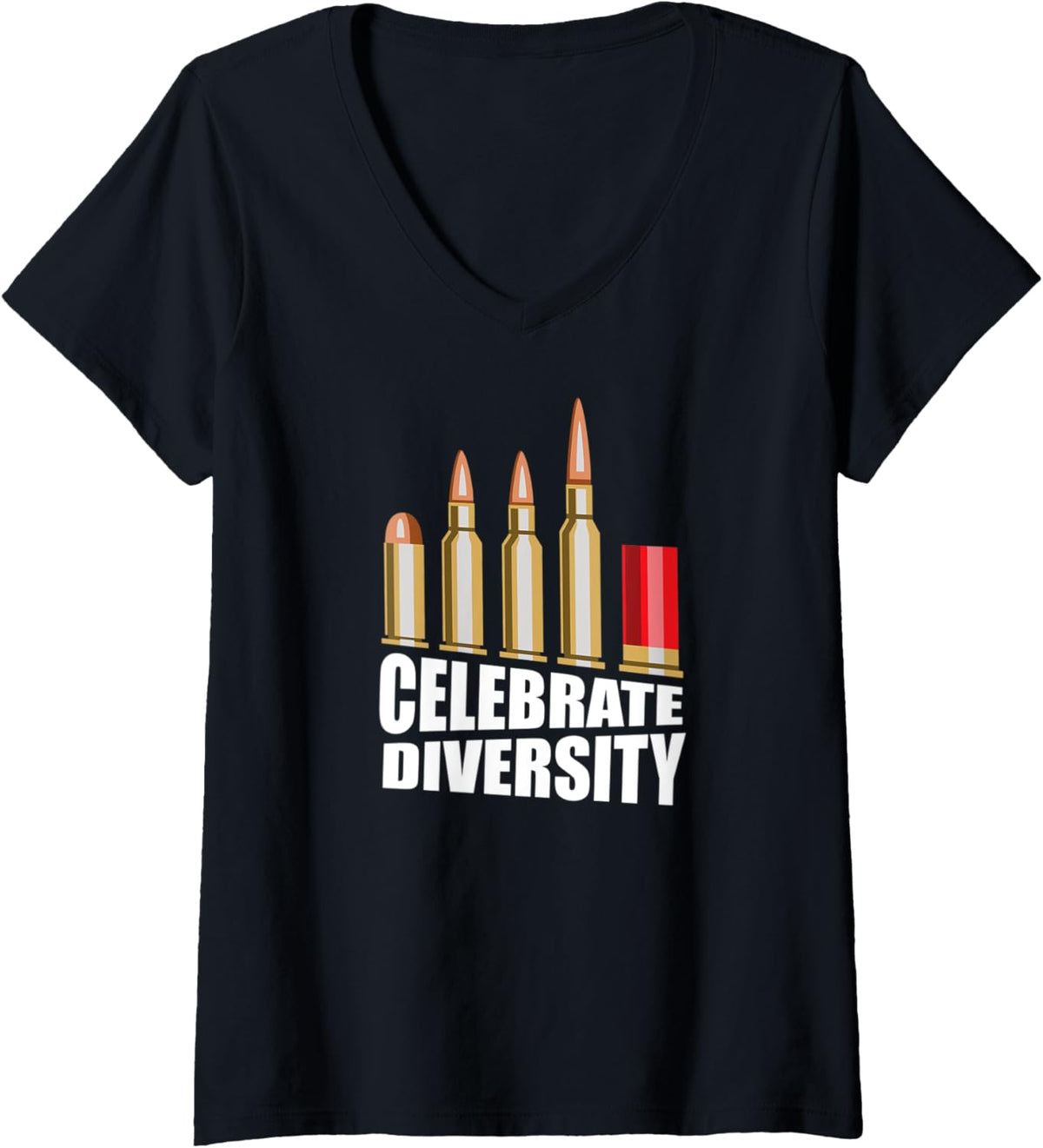 Womens Funny Celebrate Diversity Gun Bullets V Neck
