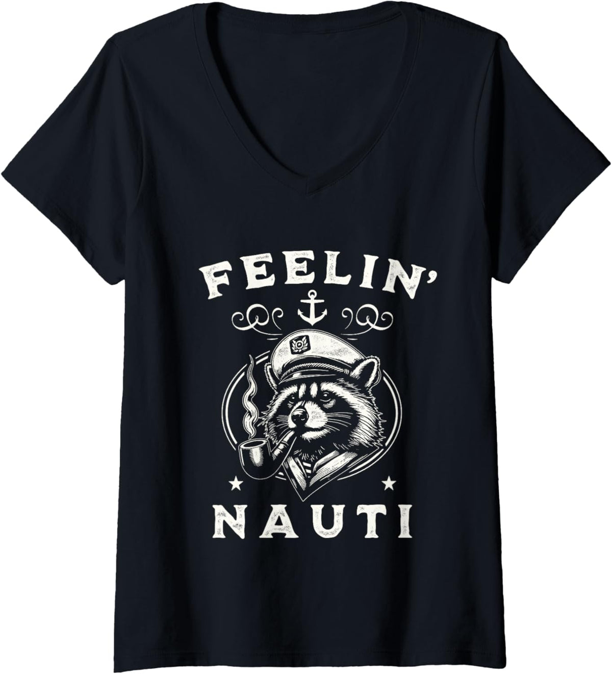 Womens Feeling Nauti Funny Captain Raccoon Boating Sailing