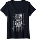 Womens Messy Buns Loaded Guns Raising Wolves Not Sheep Gun Flag V
