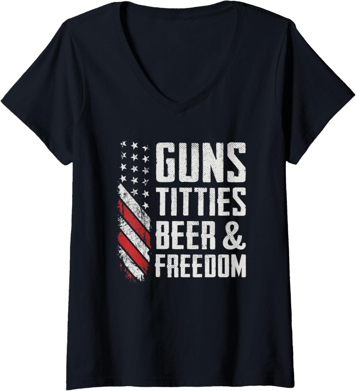 Womens Guns Titties Beer Freedom Usa Drinking Funny Mens Gun V Neck