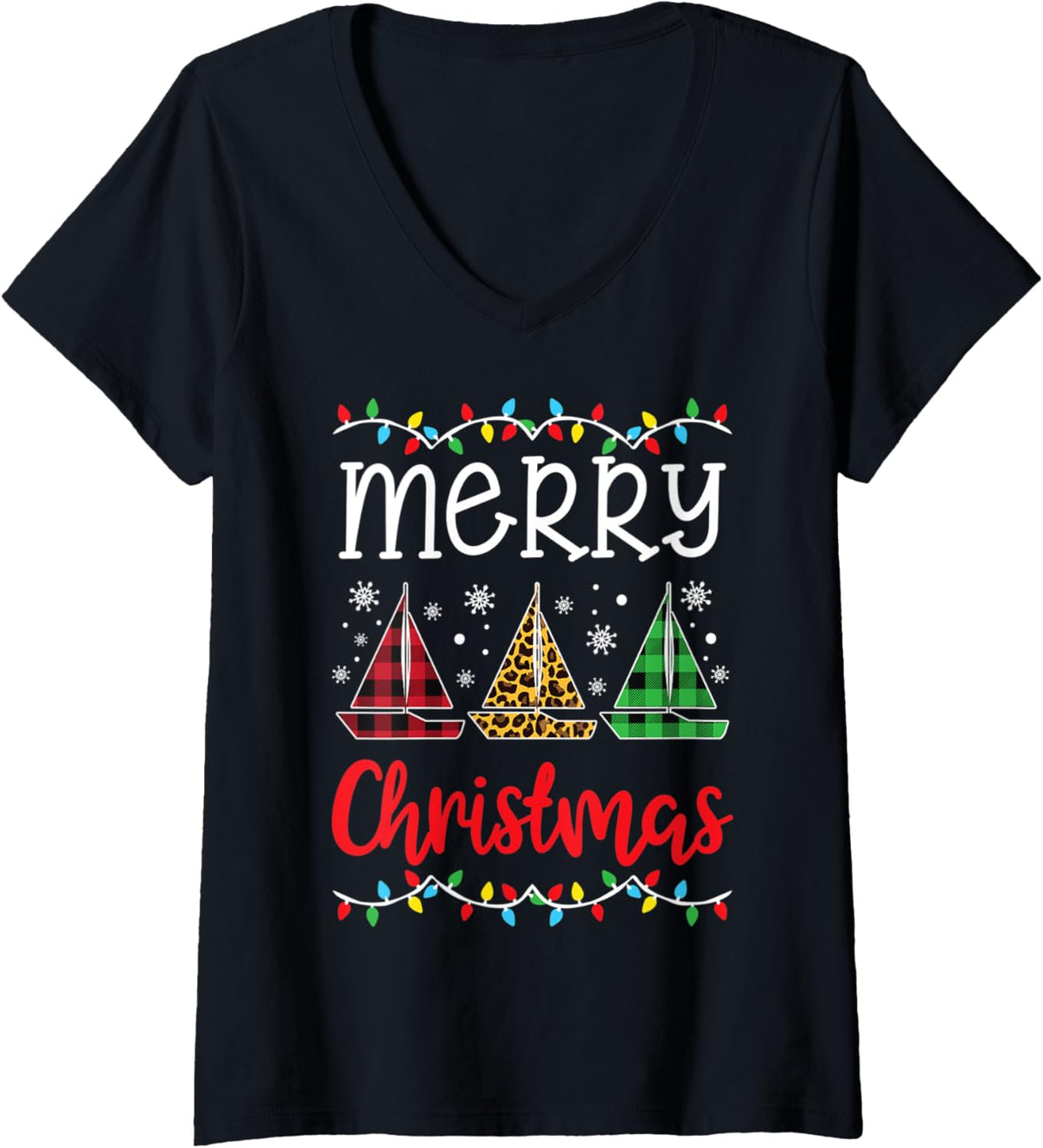 Womens Merry Christmas Sailboat Clothes Sailing Lover Holiday