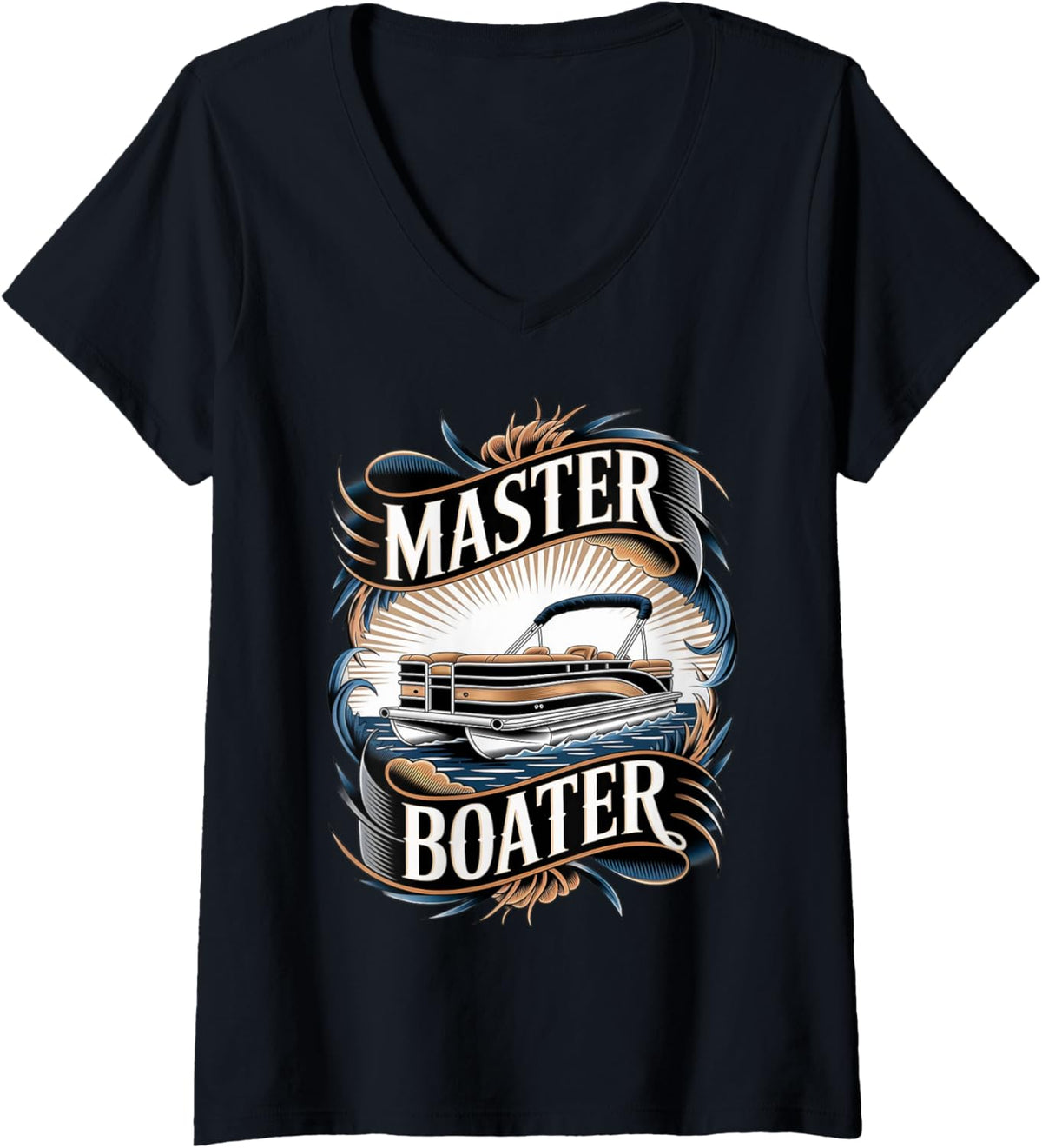 Womens Master Boater Pontoon Boat Captain V Neck
