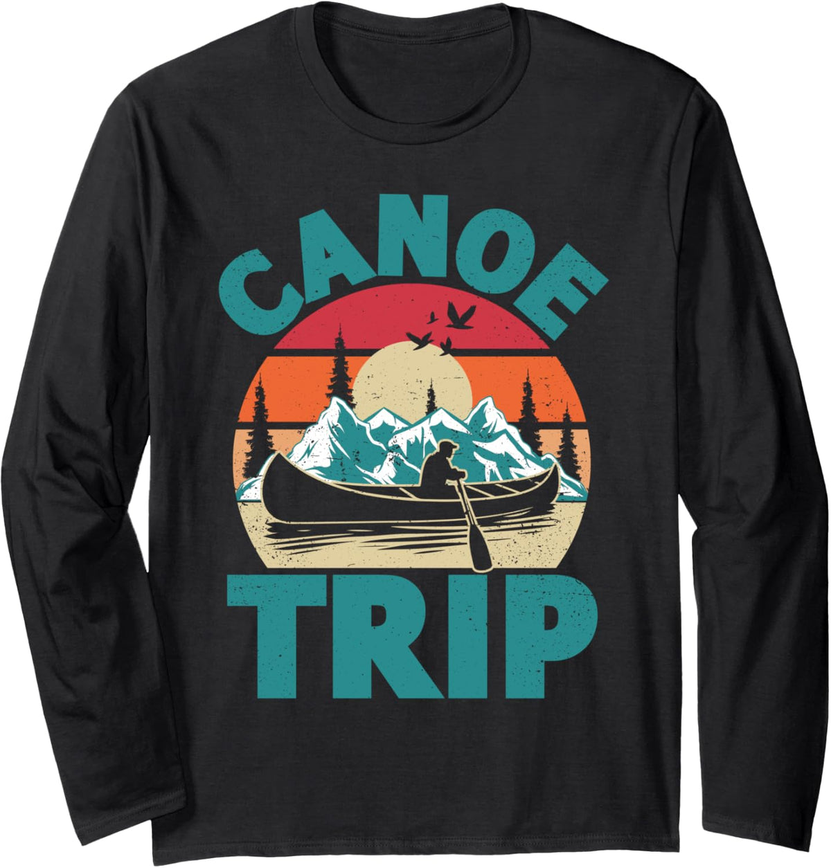 Canoe Trip Retro Canoe Boat Canoeing Long Sleeve