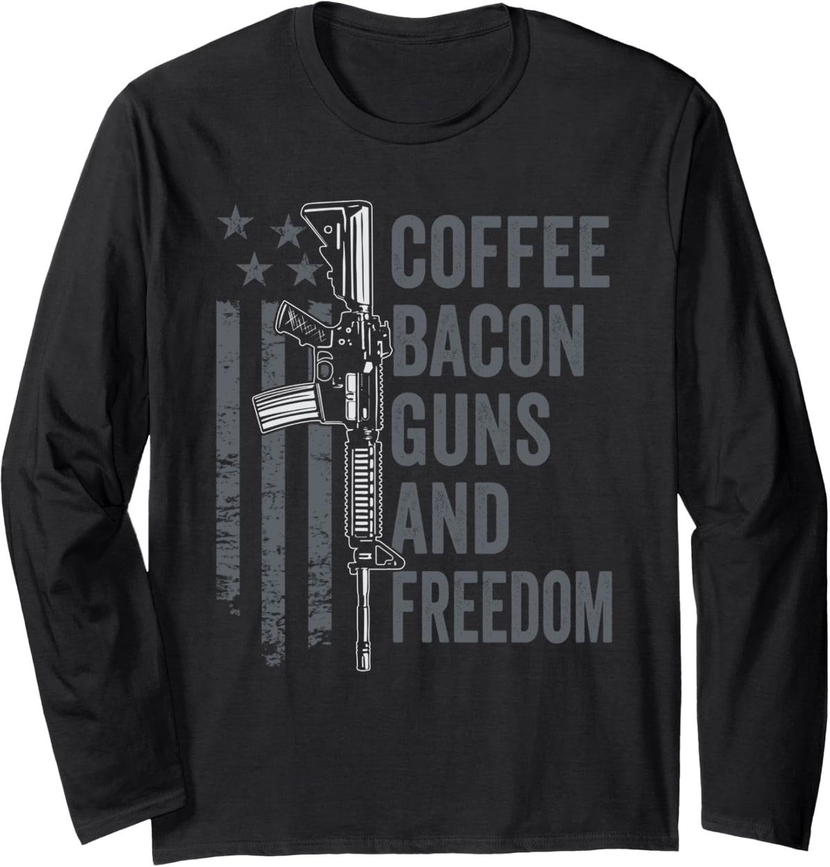 Coffee Bacon Guns Freedom Bbq Grill Usa Funny Pro Gun Long Sleeve