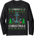 Ugly Xmas Sweater Style Lights Santa Boat Anchor