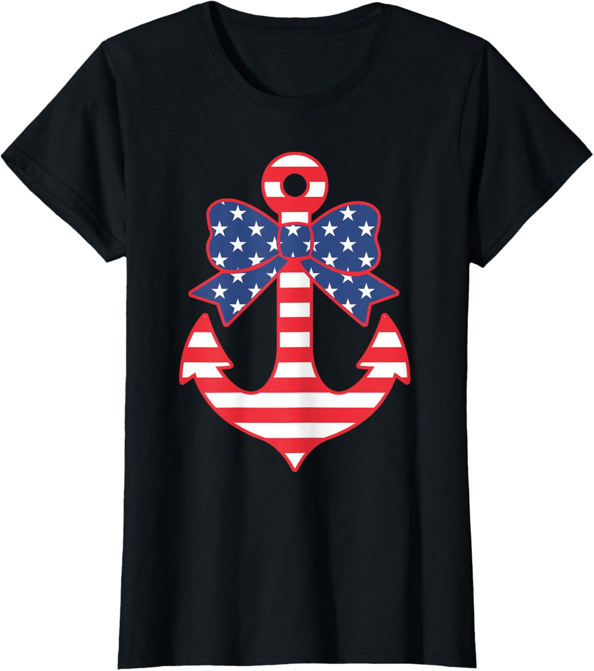 Patriotic Anchor American Flag Bow 4Th Of July