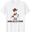 Funny Hands Off My Phone Cute Cowboy Duck With Gun Meme