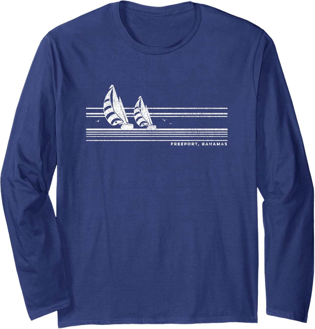 Freeport Vintage Sailing 70S Nautical Sailboat Long Sleeve