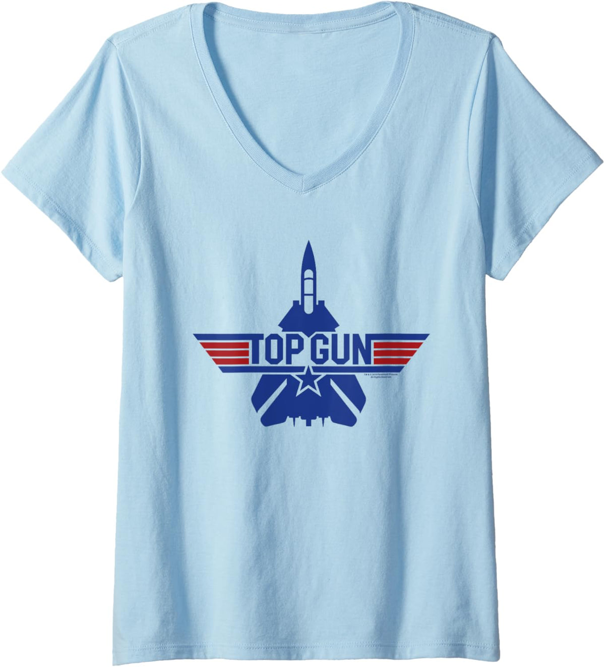 Womens Top Gun Fighter Jet Logo V Neck