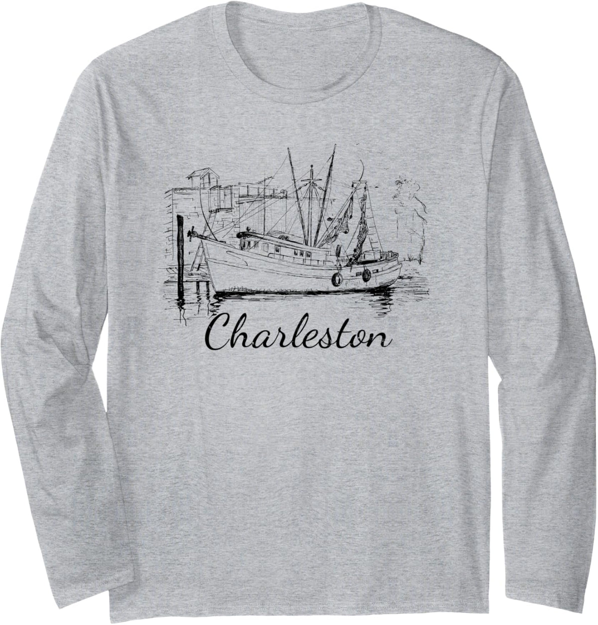 Charleston South Carolina Shrimp Boat Long Sleeve