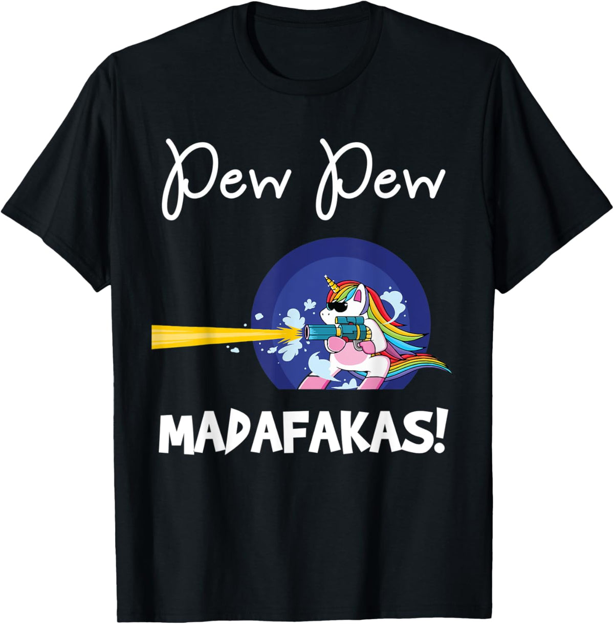 Pew Madafakas Funny Fantasy Angry Rainbow Unicorn With Gun