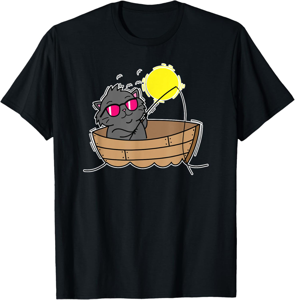 Cat Is Fishing On A Boat Men Women